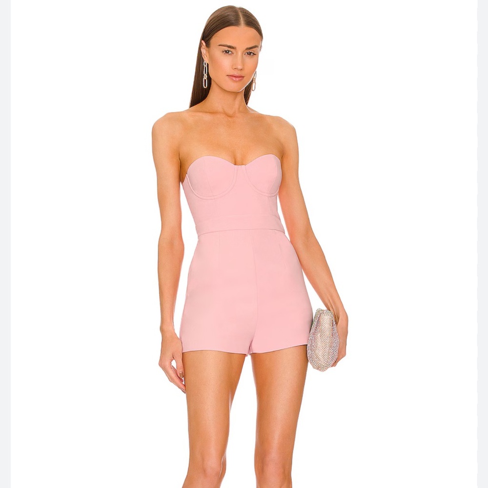 Michael Costello Pink Strapless Romper